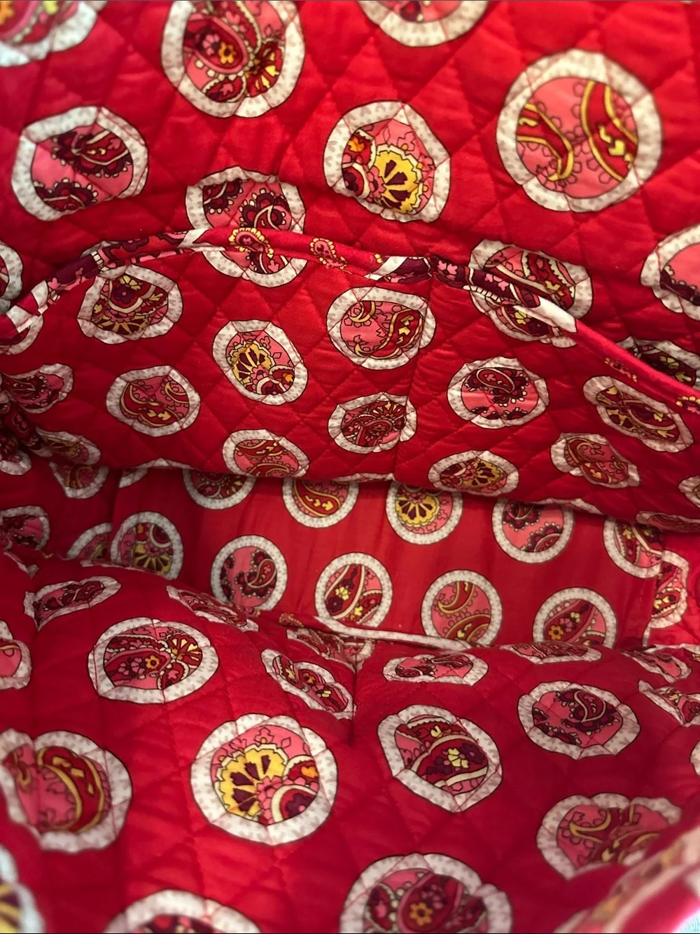 Vera Bradley Quilted Paisley Crossbody in Red and Pink